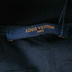 Louis Vuitton Navy Blue Logo Jacquard Terry Cotton Polo T-Shirt XS