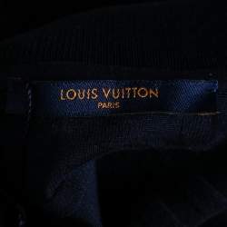 Louis Vuitton Navy Blue Logo Jacquard Terry Cotton Polo T-Shirt XS
