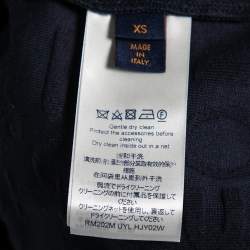 Louis Vuitton Navy Blue Logo Jacquard Terry Cotton Polo T-Shirt XS