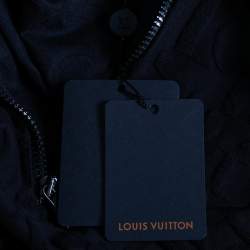 Louis Vuitton Navy Blue Logo Jacquard Terry Cotton Polo T-Shirt XS