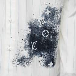 Pre Owned قميص لوي فيتون قطن مطبوع مونوغرامي مخطط أوف وايت مقاس صغير - سمول