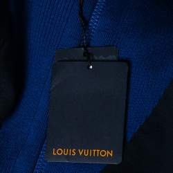Pre Owned Louis Vuitton Navy Blue Printed Cotton Zip Detail Sweatshirt XL