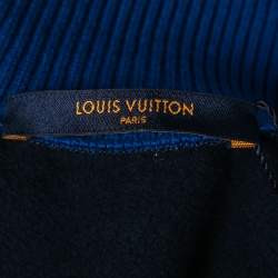 Pre Owned Louis Vuitton Navy Blue Printed Cotton Zip Detail Sweatshirt XL