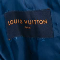 Louis Vuitton Blue Sateen Rib Knit Trimmed Zip Front Jacket L