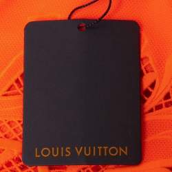 Louis Vuitton Neon Orange Logo Embroidered Cotton T-Shirt XS