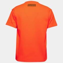 Louis Vuitton Neon Orange Logo Embroidered Cotton T-Shirt XS Louis Vuitton