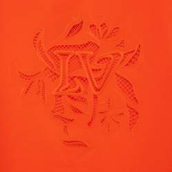 Louis Vuitton Neon Orange Logo Embroidered Cotton T-Shirt XS