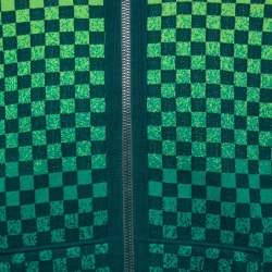 Pre Owned Louis Vuitton Mallard Blue Damier Pattern Cotton Knit Reversible Track Top M