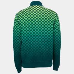 Pre Owned Louis Vuitton Mallard Blue Damier Pattern Cotton Knit Reversible Track Top M