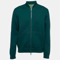 Pre Owned Louis Vuitton Mallard Blue Damier Pattern Cotton Knit Reversible Track Top M