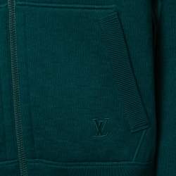 Pre Owned Louis Vuitton Mallard Blue Damier Pattern Cotton Knit Reversible Track Top M