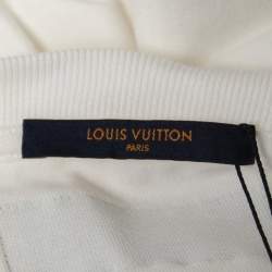مملوكة مسبقًا Louis Vuitton Milk White LV Pendant Embroidered Cotton Crew Neck T-Shirt 4XL