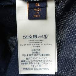 Louis Vuitton Navy Blue Damier Cotton Pique Polo T-Shirt 4L