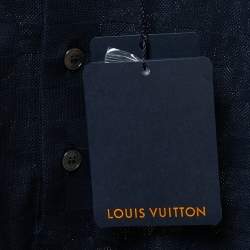 Louis Vuitton Navy Blue Damier Cotton Pique Polo T-Shirt 4L