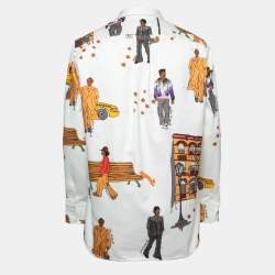 Louis Vuitton White New Walkers Print Cotton DNA Collar Shirt L