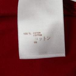 Louis Vuitton Red Cotton Logo Embroidered Crew Neck T-Shirt L 