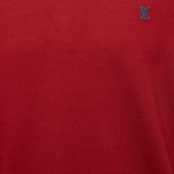 Louis Vuitton Red Cotton Logo Embroidered Crew Neck T-Shirt L 