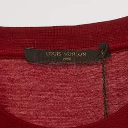 Louis Vuitton Red Cotton Logo Embroidered Crew Neck T-Shirt L 