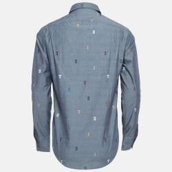 Louis Vuitton Grey Alphabet Embroidered Cotton Shirt XS