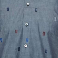 Louis Vuitton Grey Alphabet Embroidered Cotton Shirt XS