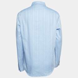 Pre Owned Louis Vuitton Blue Striped Cotton Regular Fit Shirt XL