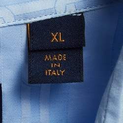 Pre Owned Louis Vuitton Blue Striped Cotton Regular Fit Shirt XL