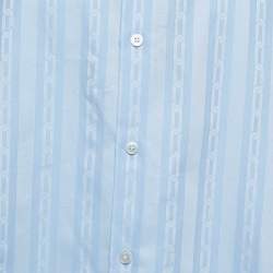Pre Owned Louis Vuitton Blue Striped Cotton Regular Fit Shirt XL
