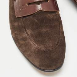 مملوكة مسبقًا Louis Vuitton Brown Leather and  Suede Penny Loafers Size 43