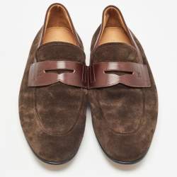 مملوكة مسبقًا Louis Vuitton Brown Leather and  Suede Penny Loafers Size 43