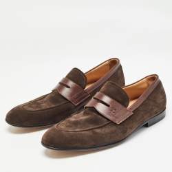 مملوكة مسبقًا Louis Vuitton Brown Leather and  Suede Penny Loafers Size 43