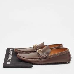Louis Vuitton Brown Monogram Canvas and Leather Hockenheim Loafers Size 42