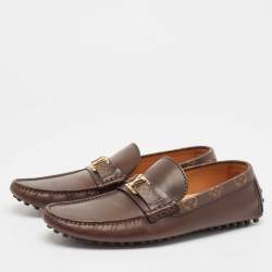 Louis Vuitton Brown Monogram Canvas and Leather Hockenheim Loafers Size 42