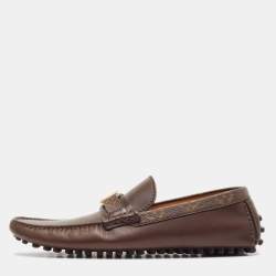 Louis Vuitton Brown Monogram Canvas and Leather Hockenheim Loafers Size 42