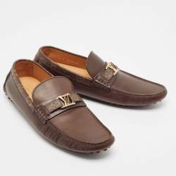 Louis Vuitton Brown Monogram Canvas and Leather Hockenheim Loafers Size 42