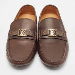 Louis Vuitton Brown Monogram Canvas and Leather Hockenheim Loafers Size 42