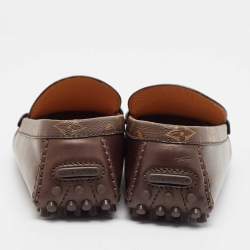 Louis Vuitton Brown Monogram Canvas and Leather Hockenheim Loafers Size 42