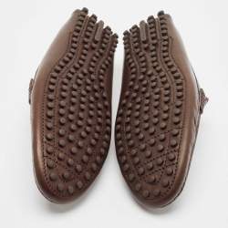Louis Vuitton Brown Monogram Canvas and Leather Hockenheim Loafers Size 42