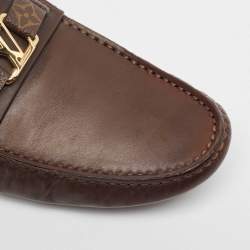 Louis Vuitton Brown Monogram Canvas and Leather Hockenheim Loafers Size 42