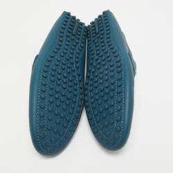 Pre Owned Louis Vuitton Blue Leather Hockenheim Slip on Loafers Size 40