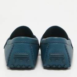 Pre Owned Louis Vuitton Blue Leather Hockenheim Slip on Loafers Size 40