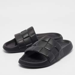 Louis Vuitton Black Rubber Waterfront Slide Sandals Size 43