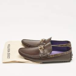 مملوكة مسبقًا Louis Vuitton Dark Brown Leather Hockenheim Loafers Size 43.5