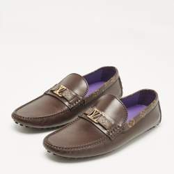 مملوكة مسبقًا Louis Vuitton Dark Brown Leather Hockenheim Loafers Size 43.5
