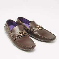 مملوكة مسبقًا Louis Vuitton Dark Brown Leather Hockenheim Loafers Size 43.5