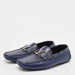 Pre Owned Louis Vuitton Blue Leather Monte Carlo Loafers Size 42.5