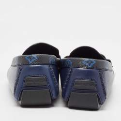 Pre Owned Louis Vuitton Blue Leather Monte Carlo Loafers Size 42.5