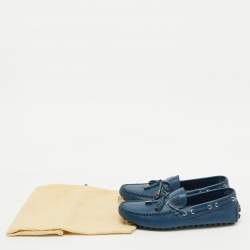 Louis Vuitton Blue Leather Bow Arizona Loafers Size 40