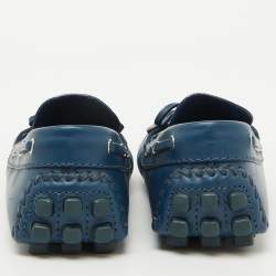 Louis Vuitton Blue Leather Bow Arizona Loafers Size 40