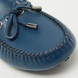 Louis Vuitton Blue Leather Bow Arizona Loafers Size 40