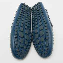 Louis Vuitton Blue Leather Bow Arizona Loafers Size 40